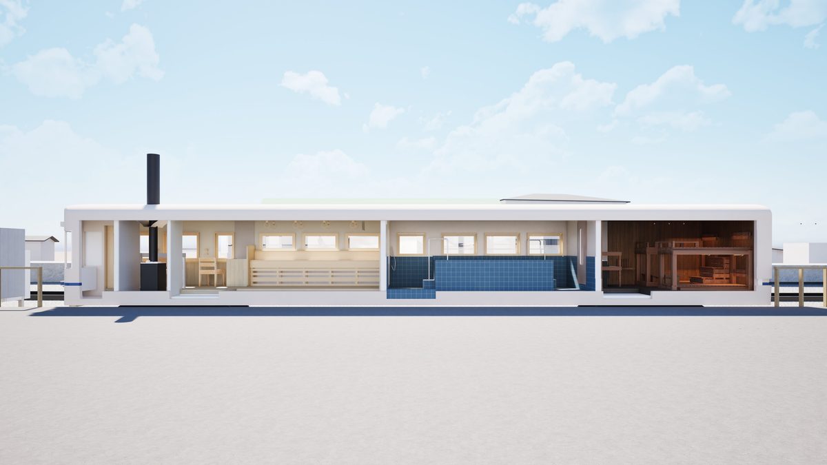 下吉田駅の線路上に日本初サウナ列車「サ電」2026年12月開業、サウナ2室に水深70cmの水風呂も