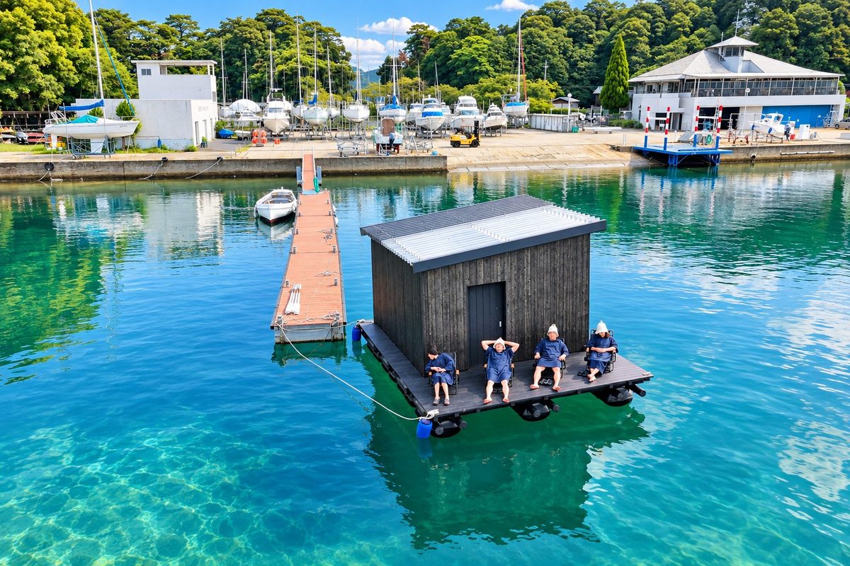京都・天橋立の宿に海に浮かぶサウナ「UMIUKA」11月1日誕生、1便90分で水風呂は宮津湾
